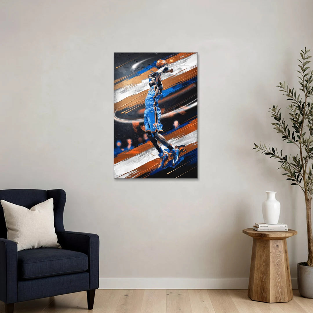 Oklahoma City Thunder Basketball - Canvas Wall Art - Sofa - 24x36