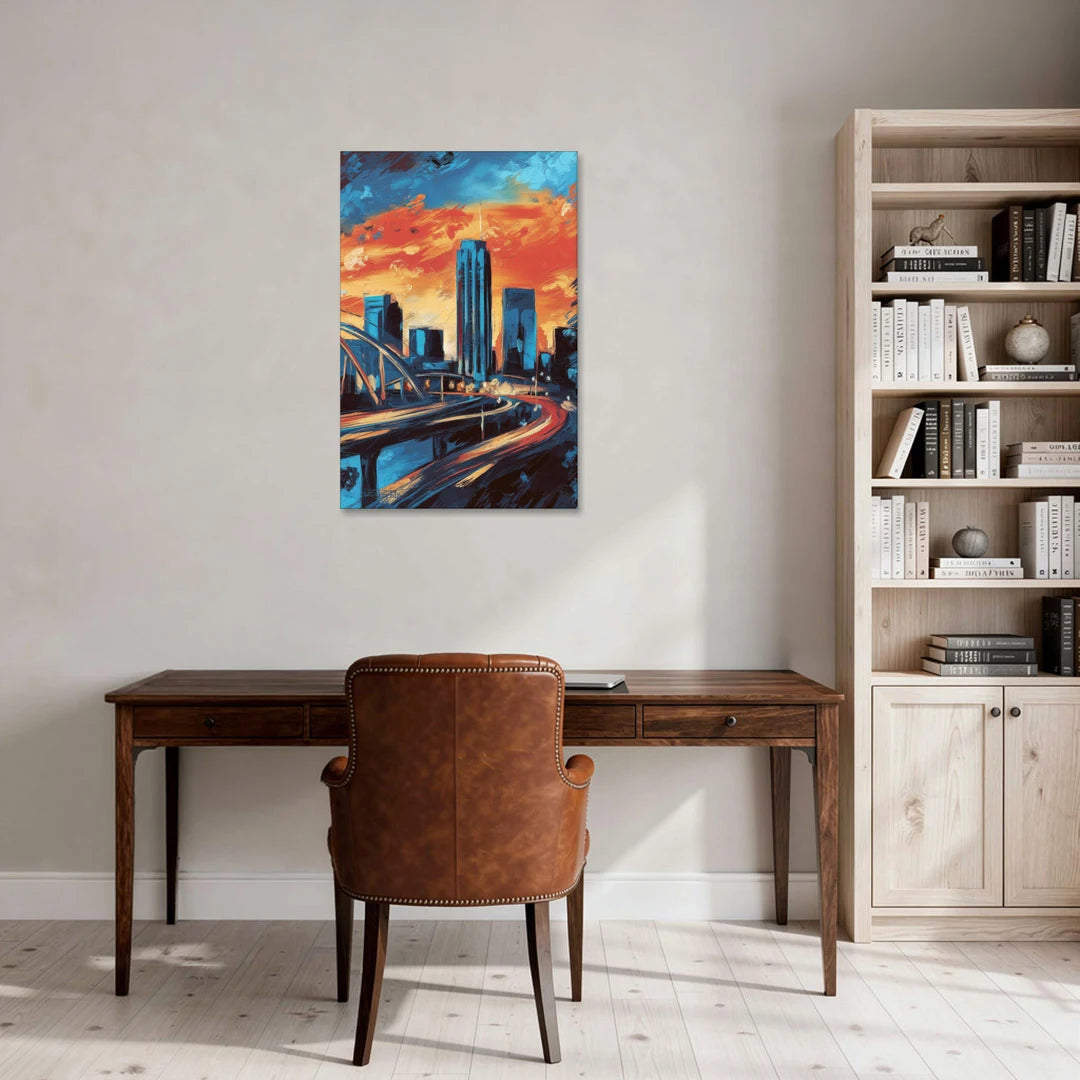 Oklahoma City Thunder Skyline - Canvas Wall Art - Office - 24x36