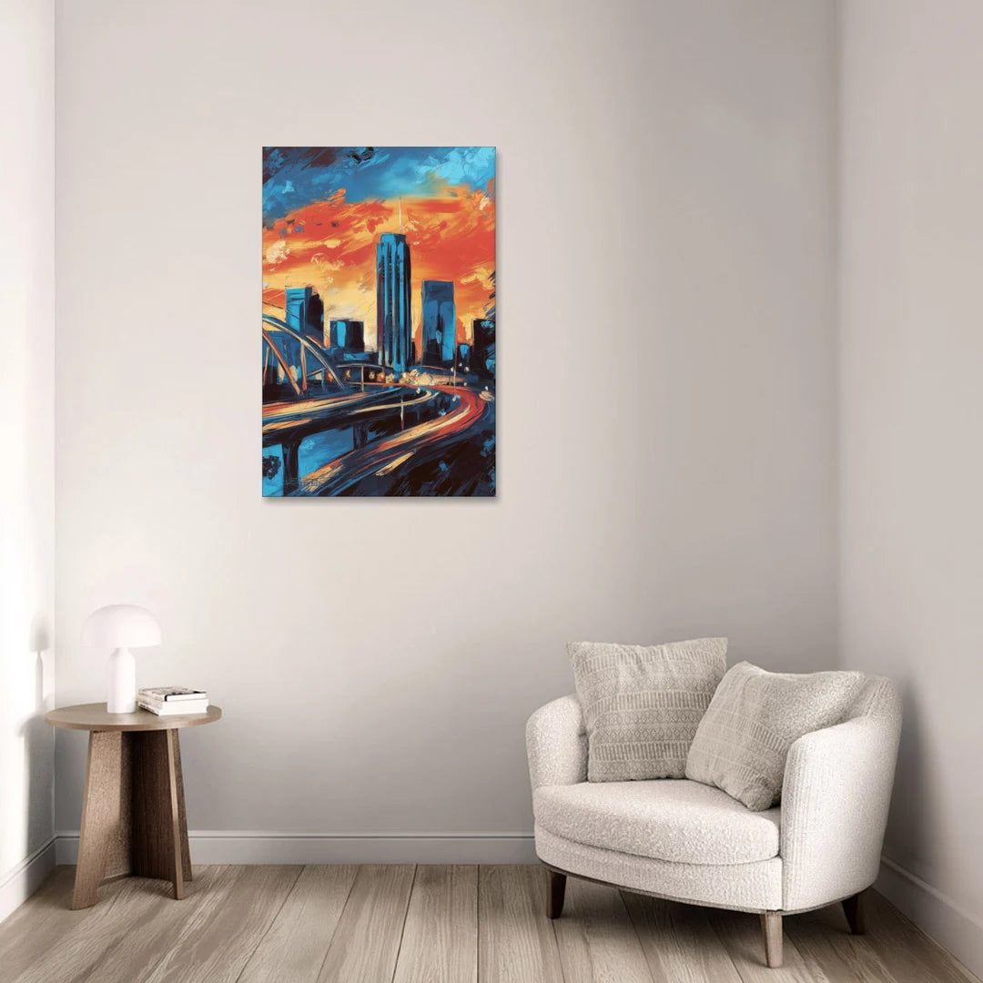 Oklahoma City Thunder Skyline - Canvas Wall Art - Sofa - 24x36