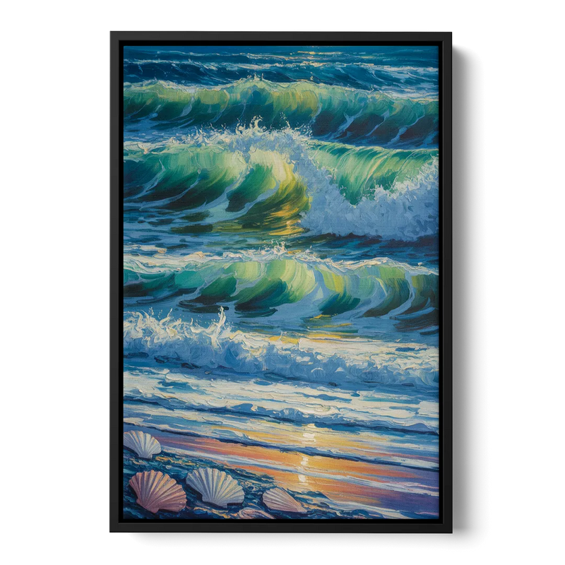 Olas Altas Waves Front - Black Canvas Wall Art
