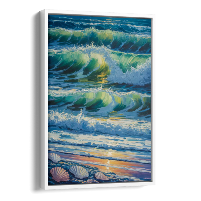 Olas Altas Waves Side - White Canvas Wall Art