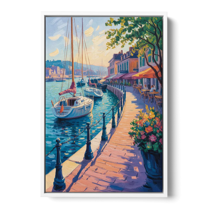 Old Port Waterfront Front - White Canvas Wall Art
