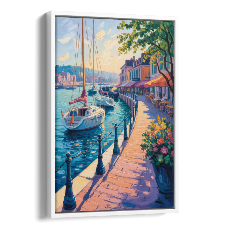 Old Port Waterfront Side - White Canvas Wall Art