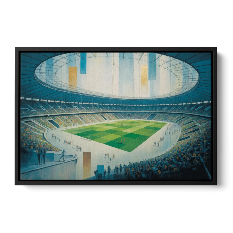 Olympic Stadium Panorama Front - Black Canvas Wall Art