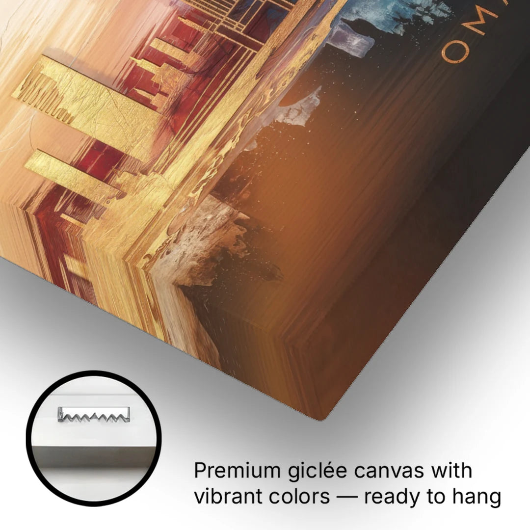 Omaha City Skyline - Canvas Wall Art - Gallery Wrap Corner