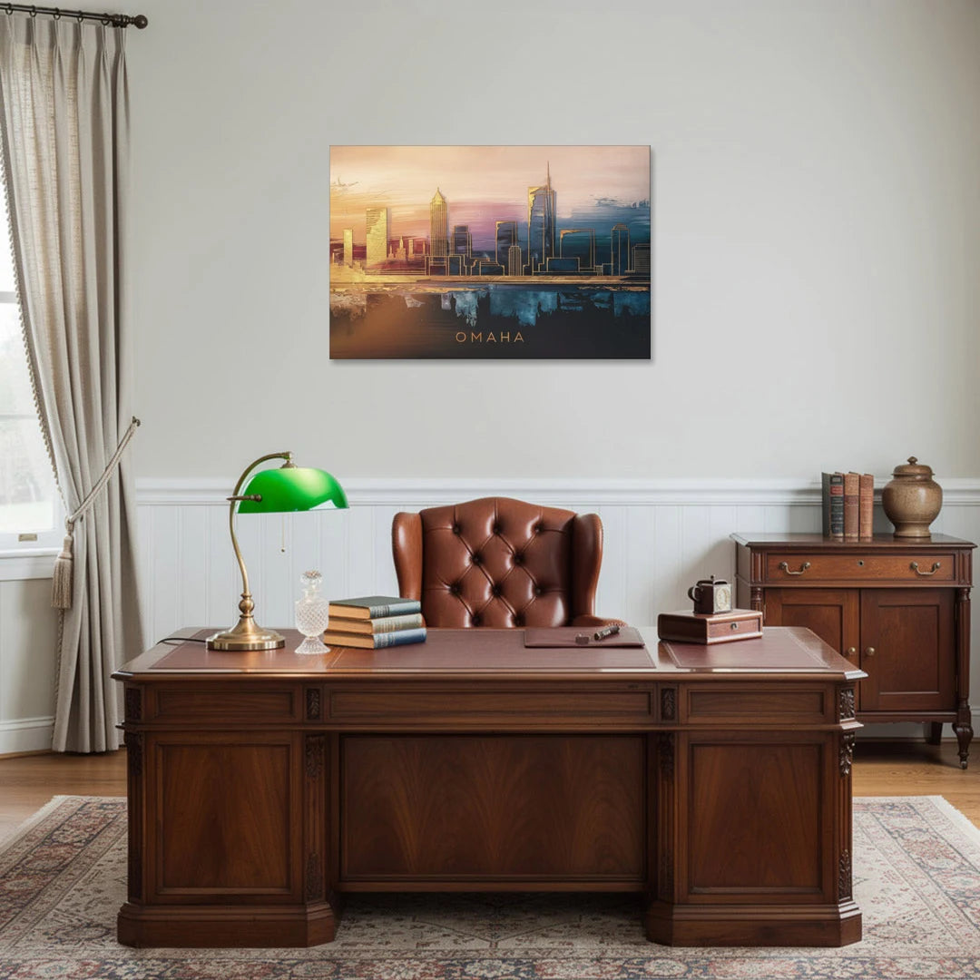 Omaha City Skyline - Canvas Wall Art - Office - 36x24