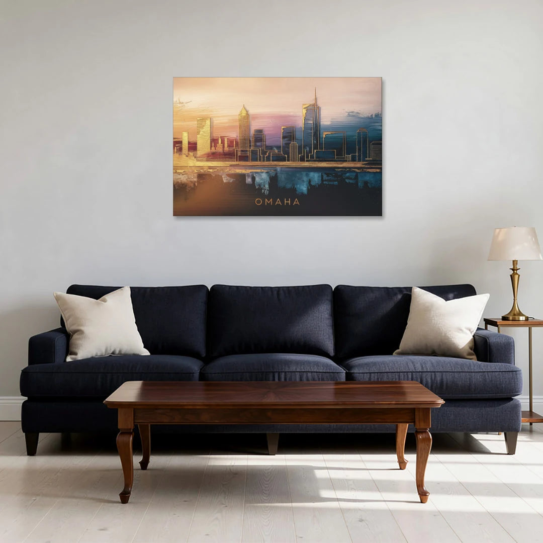 Omaha City Skyline - Canvas Wall Art - Sofa - 36x24