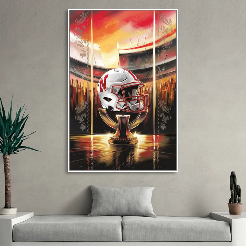Omaha Cornhusker Spirit Sitting Room - White Canvas Wall Art