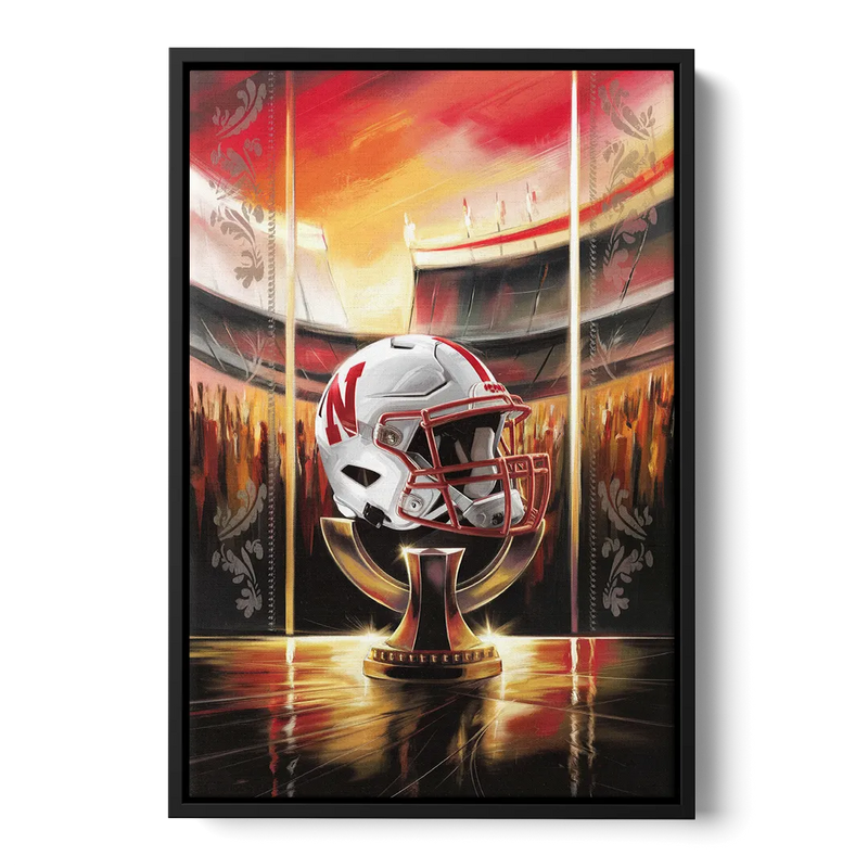 Omaha Cornhusker Spirit Front - Black Canvas Wall Art