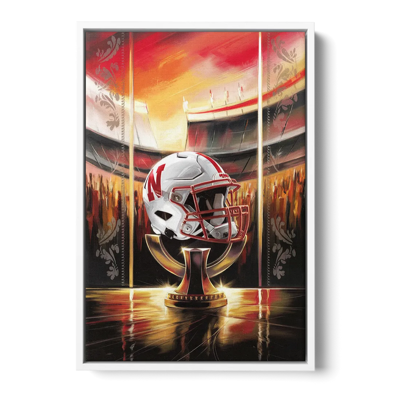 Omaha Cornhusker Spirit Front - White Canvas Wall Art