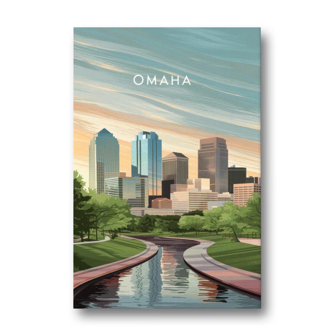 Omaha Downtown View - Canvas Wall Art - Front