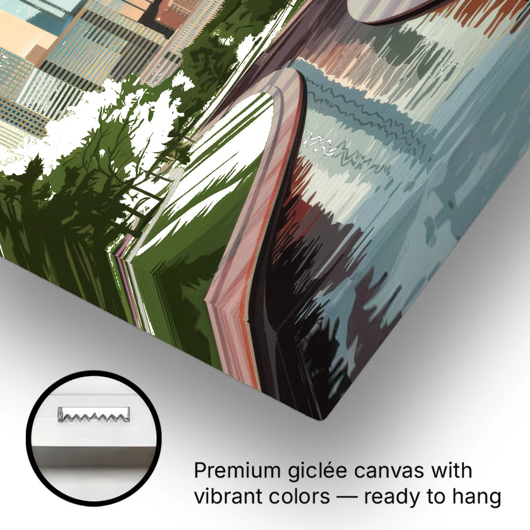 Omaha Downtown View - Canvas Wall Art - Gallery Wrap Corner