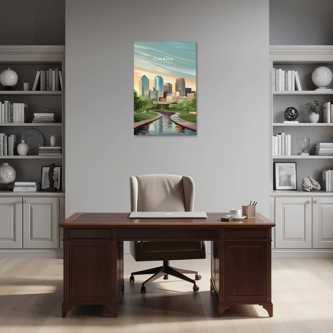 Omaha Downtown View - Canvas Wall Art - Office - 24x36