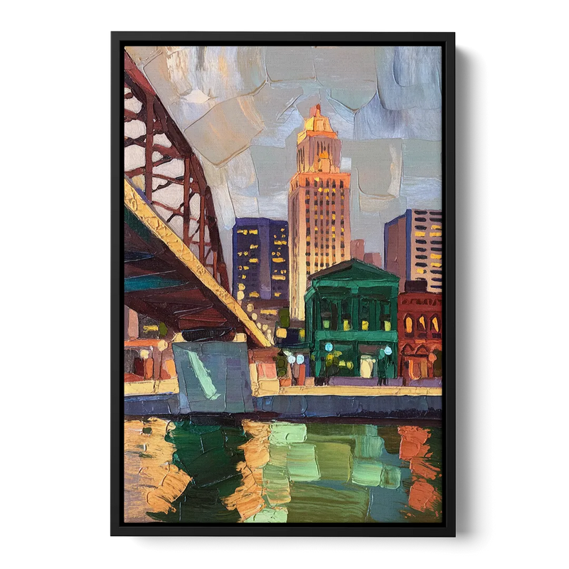 Omaha Historic Landmarks Front - Black Canvas Wall Art