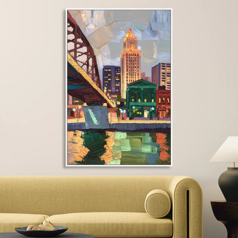 Omaha Historic Landmarks Living Room - White Canvas Wall Art