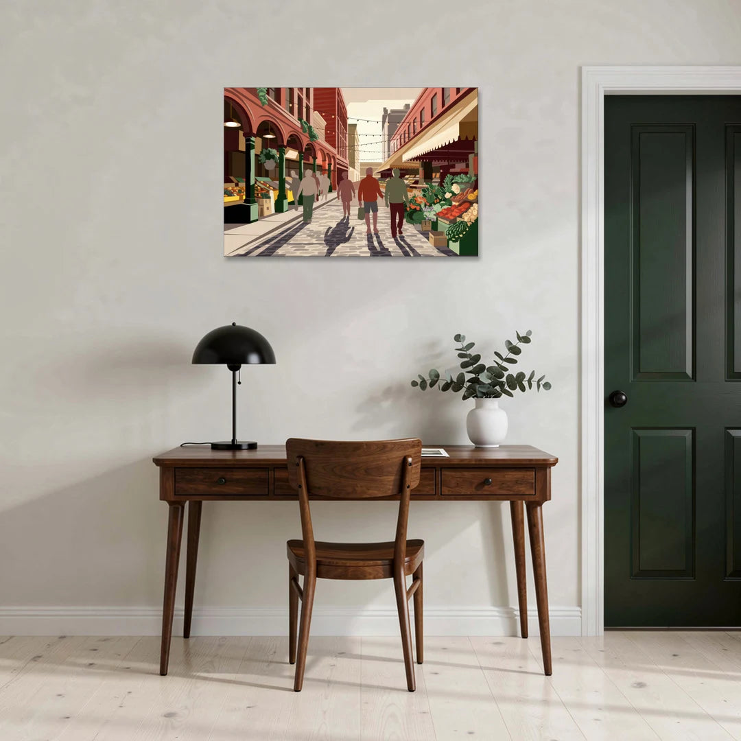 Omaha Old Market Charm - Canvas Wall Art - Office - 36x24