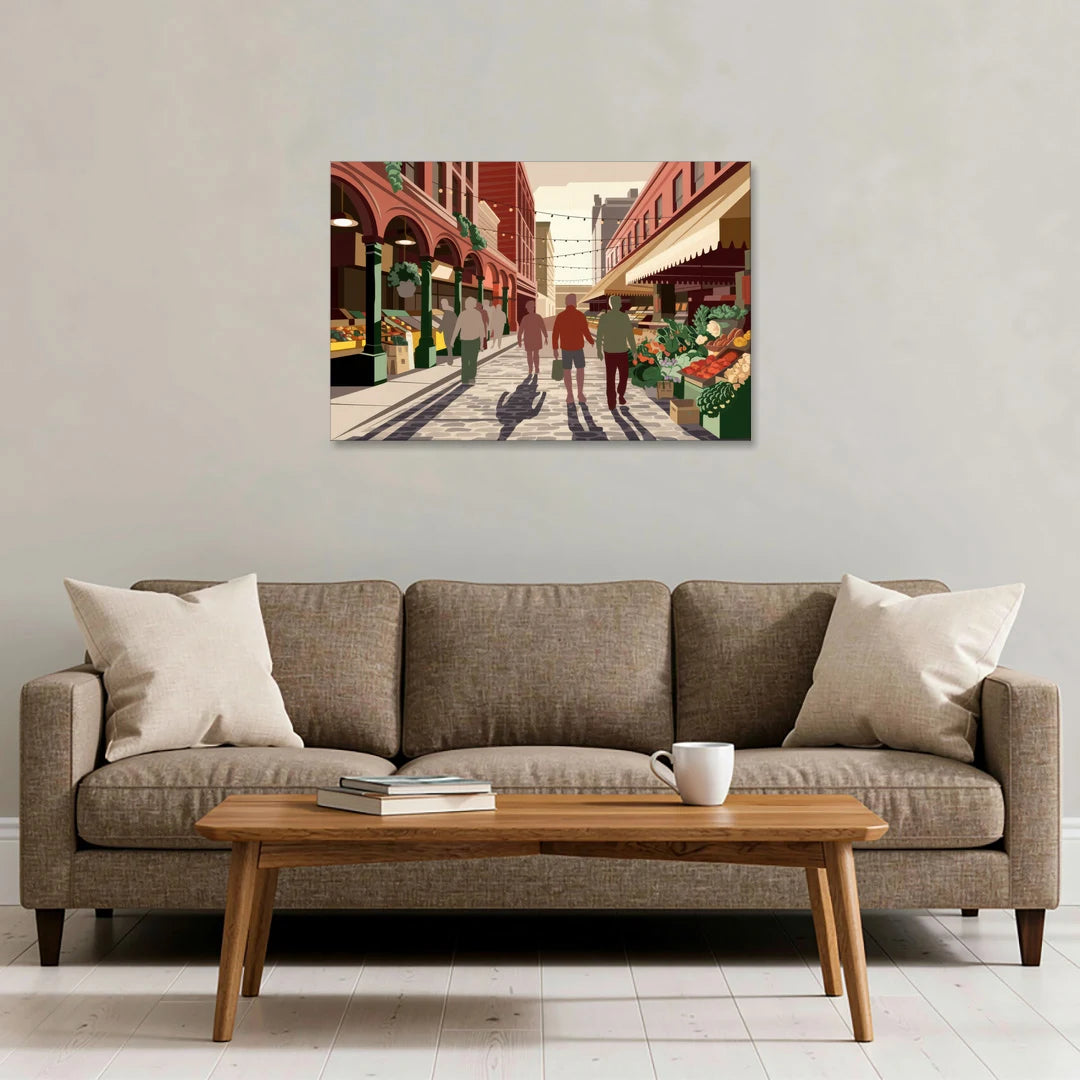Omaha Old Market Charm - Canvas Wall Art - Sofa - 36x24