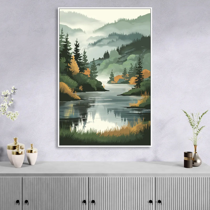 Ontario Lake Reflections Sitting Room - White Canvas Wall Art