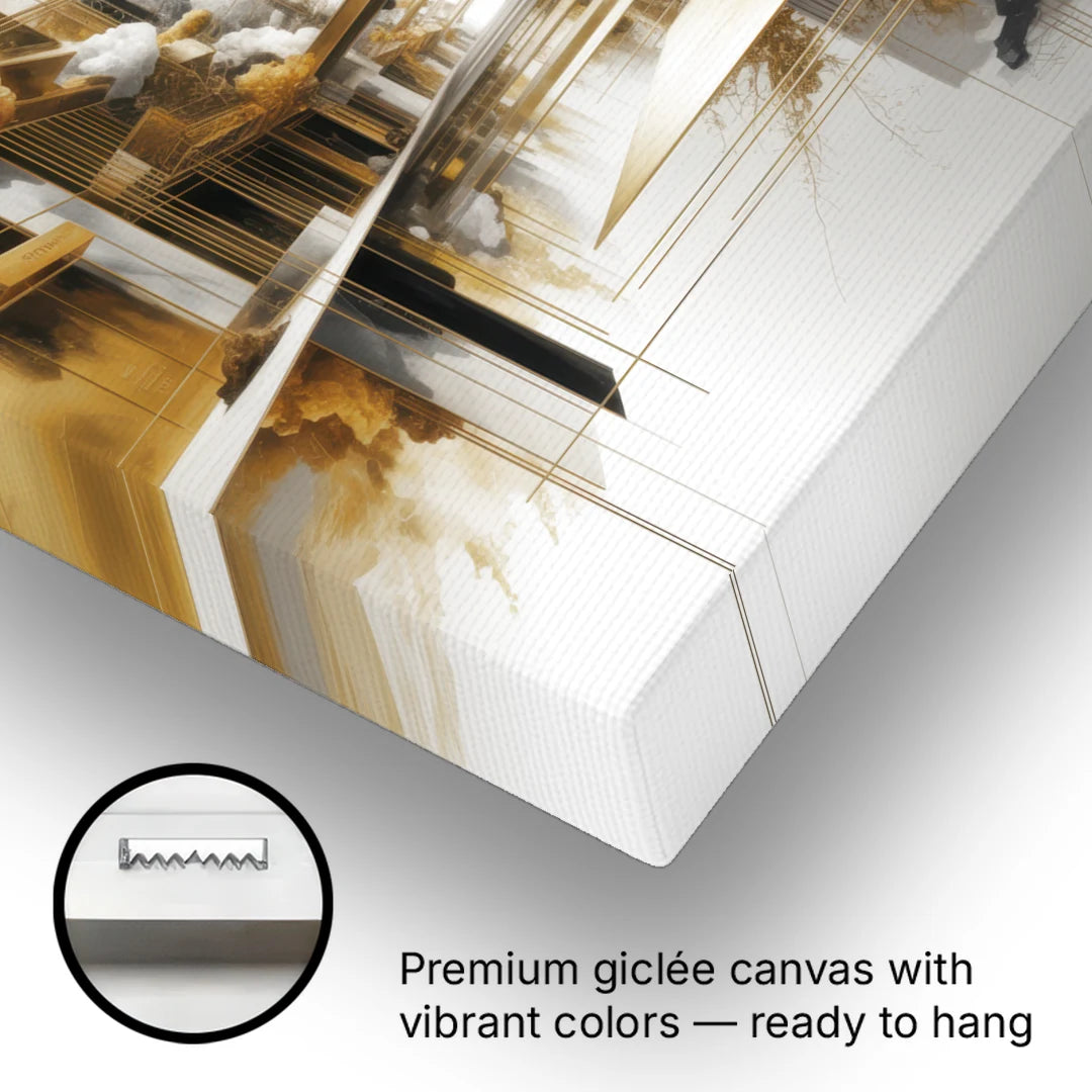 Opulent Abstract Elegance White and Gold - Canvas Wall Art - Gallery Wrap Corner
