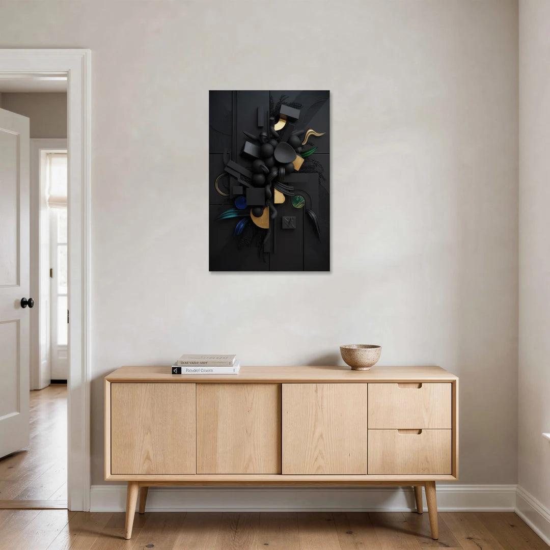 Opulent Contrast Black Abstract - Canvas Wall Art - Coffee Table - 24x36