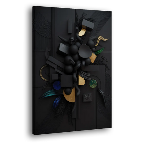 Opulent Contrast Black Abstract - Canvas Wall Art