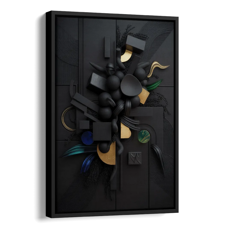Opulent Contrast Black Abstract Side - Black Canvas Wall Art