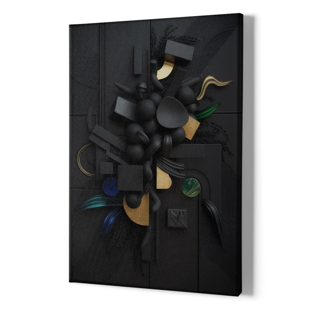 Opulent Contrast Black Abstract - Canvas Print Art Sides