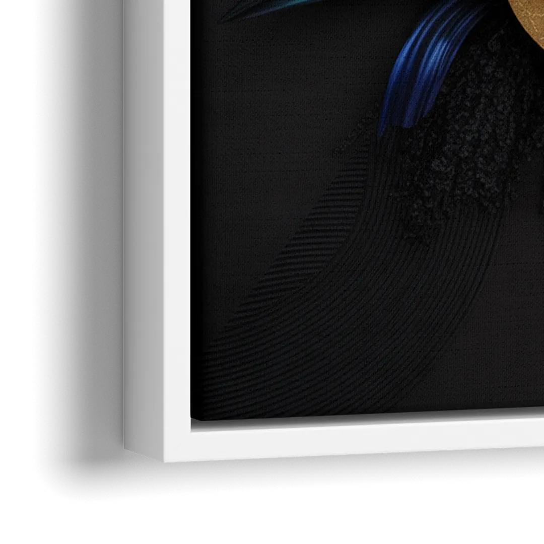 Opulent Contrast Black Abstract - Close-Up White Frame Canvas