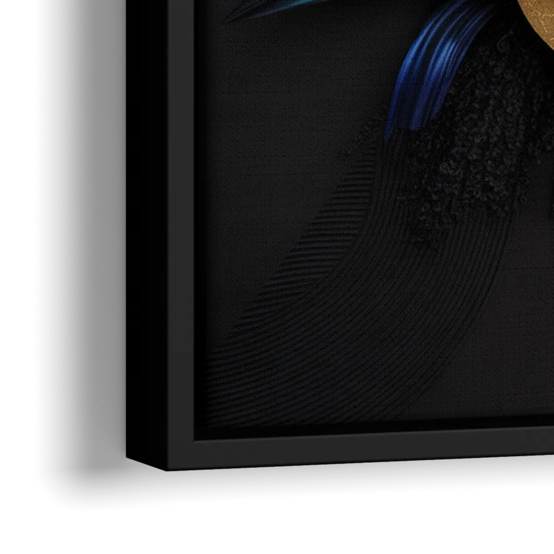 Opulent Contrast Black Abstract - Close-Up Black Frame Canvas