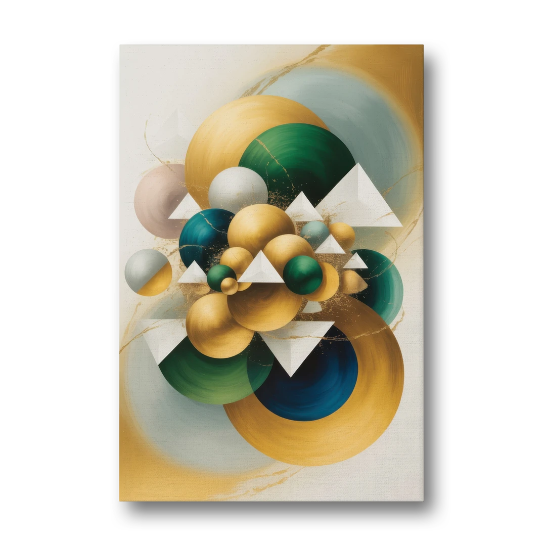 Opulent Floating Forms Gold Abstract - Canvas Wall Art - Front