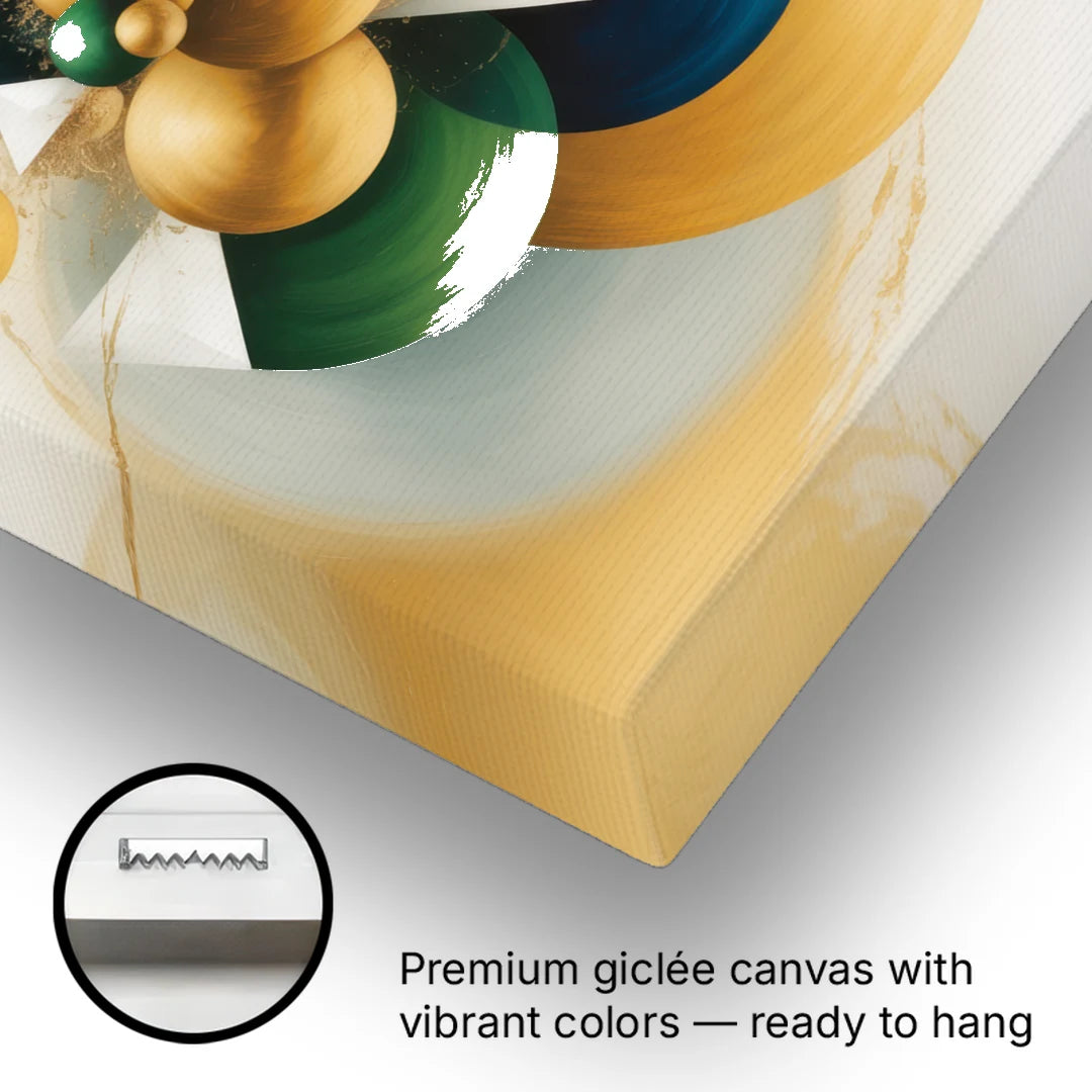 Opulent Floating Forms Gold Abstract - Canvas Wall Art - Gallery Wrap Corner
