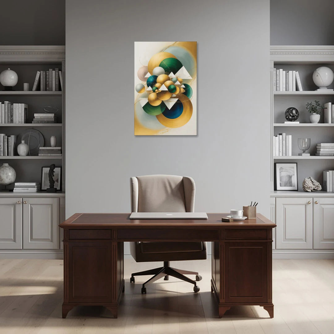 Opulent Floating Forms Gold Abstract - Canvas Wall Art - Office - 24x36