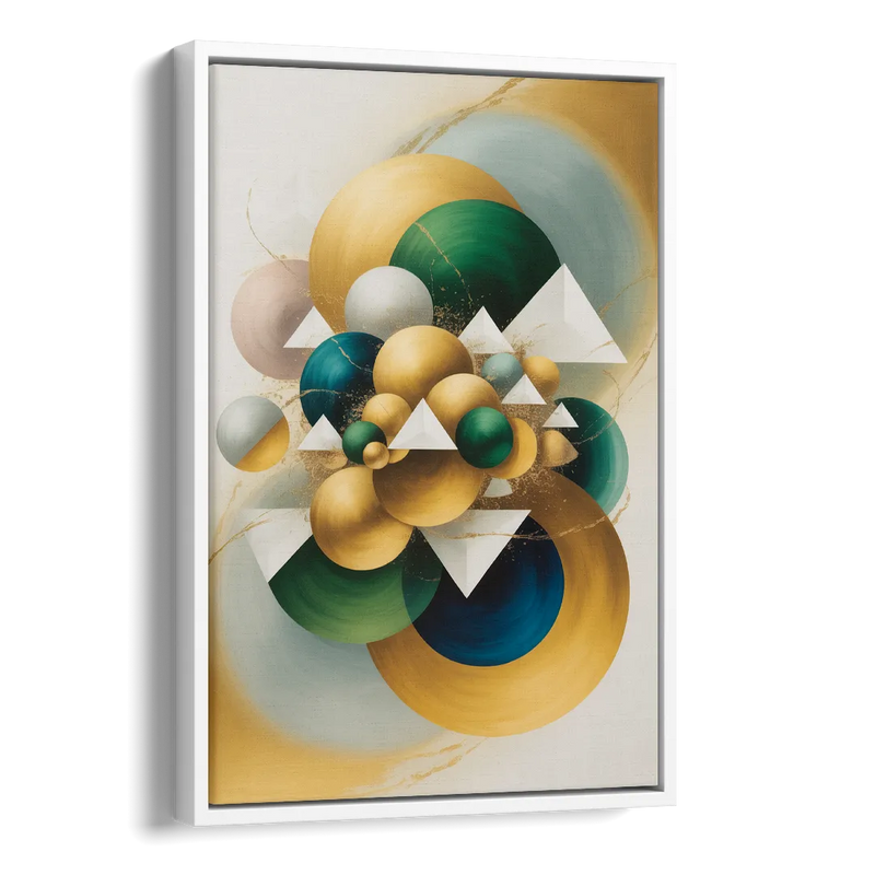 Opulent Floating Forms Gold Abstract Side - White Canvas Wall Art