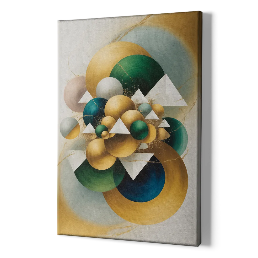 Opulent Floating Forms Gold Abstract - Canvas Print Art Sides