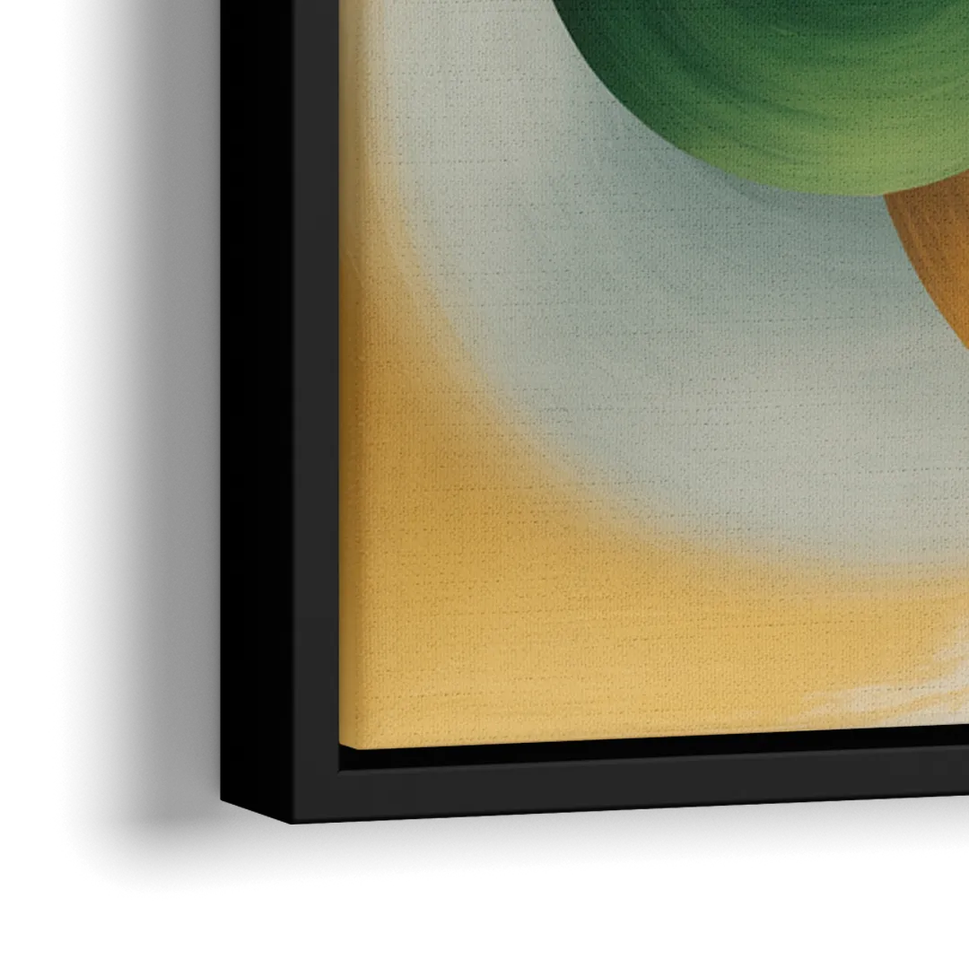 Opulent Floating Forms Gold Abstract - Close-Up Black Frame Canvas