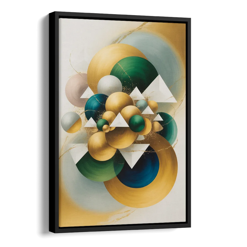 Opulent Floating Forms Gold Abstract Side - Black Canvas Wall Art