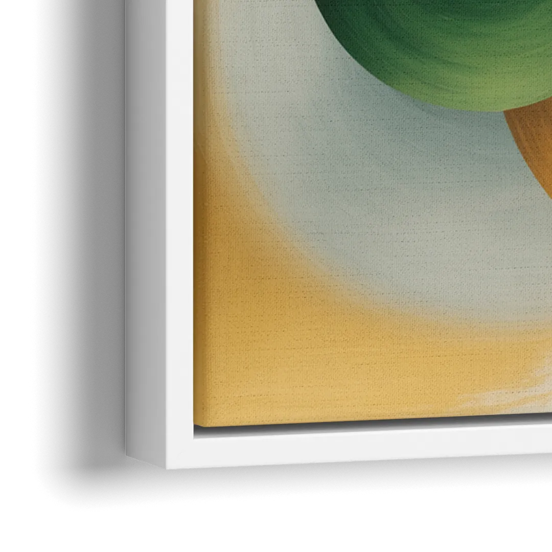 Opulent Floating Forms Gold Abstract - Close-Up White Frame Canvas