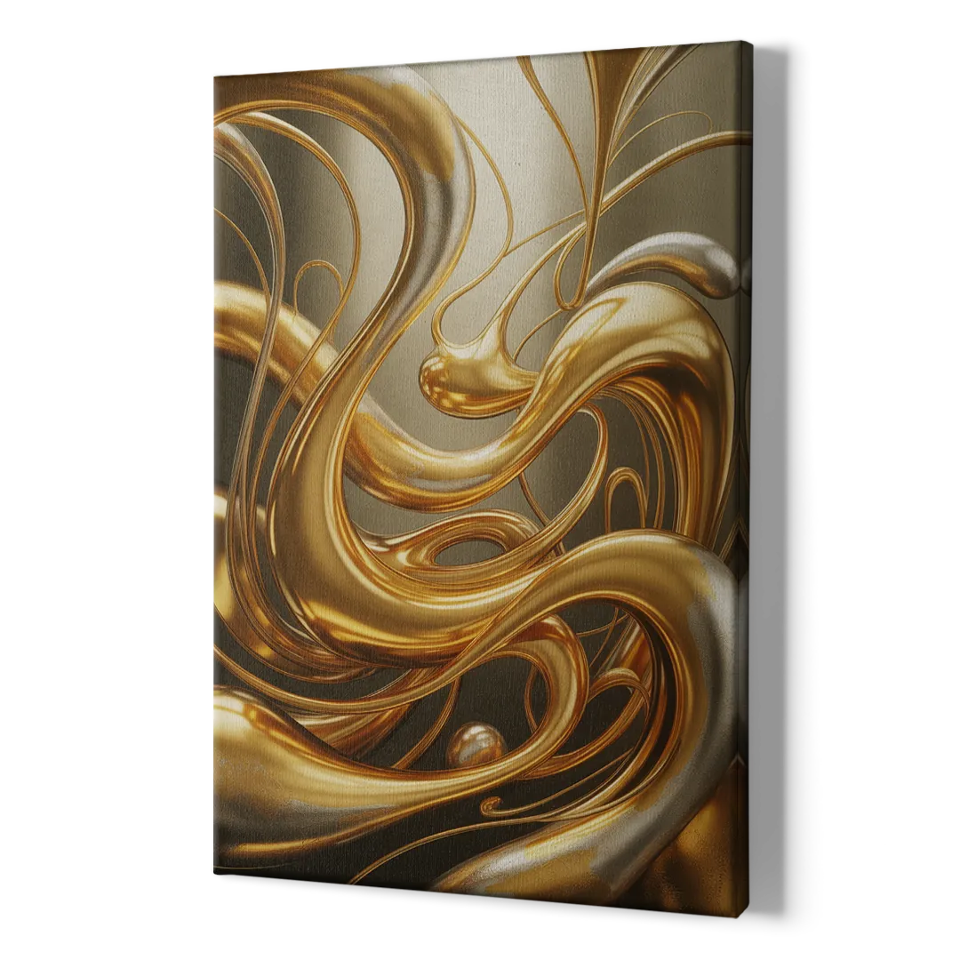 Opulent Flow Gold Abstract - Canvas Print Art Sides