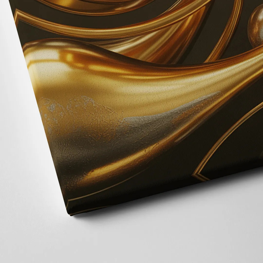 Opulent Flow Gold Abstract Canvas Close Up
