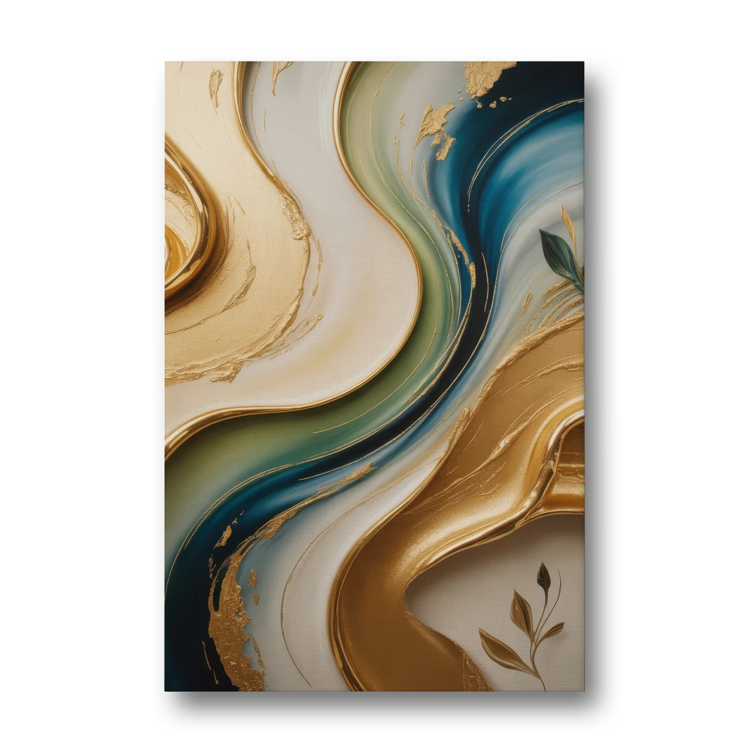 Opulent Flowing Forms Gold Abstract - Canvas Wall Art - Front