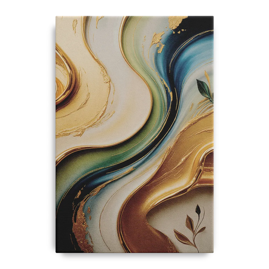 Opulent Flowing Forms Gold Abstract - Canvas Wall Art