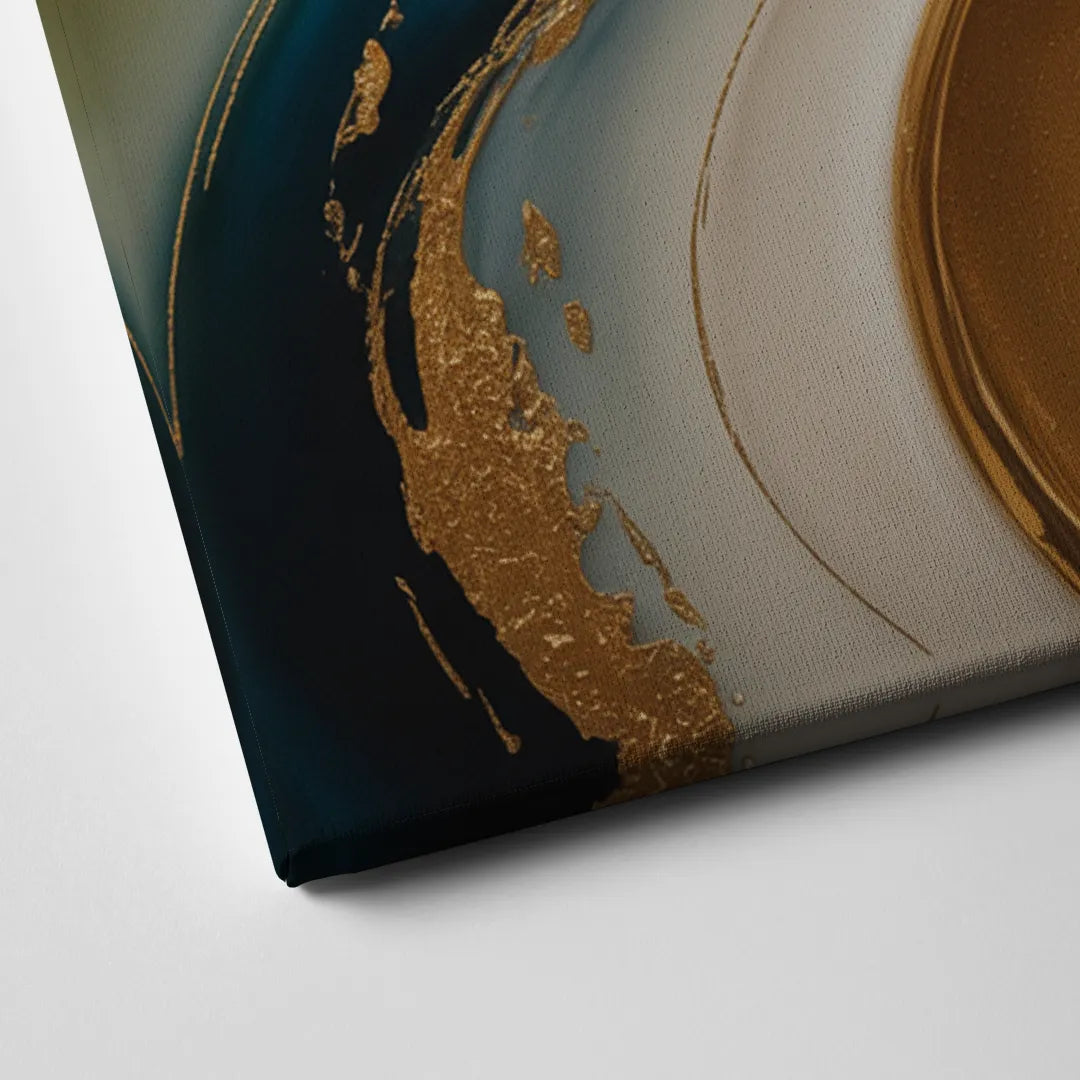 Opulent Flowing Forms Gold Abstract Canvas Close Up