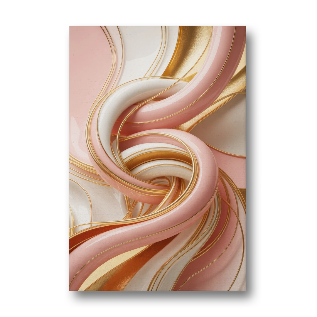 Opulent Fluidity in Pink and Gold Abstract - Canvas Wall Art - Front