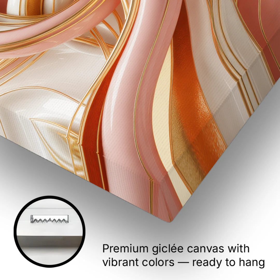 Opulent Fluidity in Pink and Gold Abstract - Canvas Wall Art - Gallery Wrap Corner