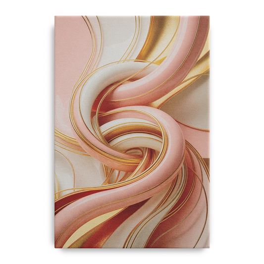 Opulent Fluidity in Pink and Gold Abstract - Canvas Wall Art