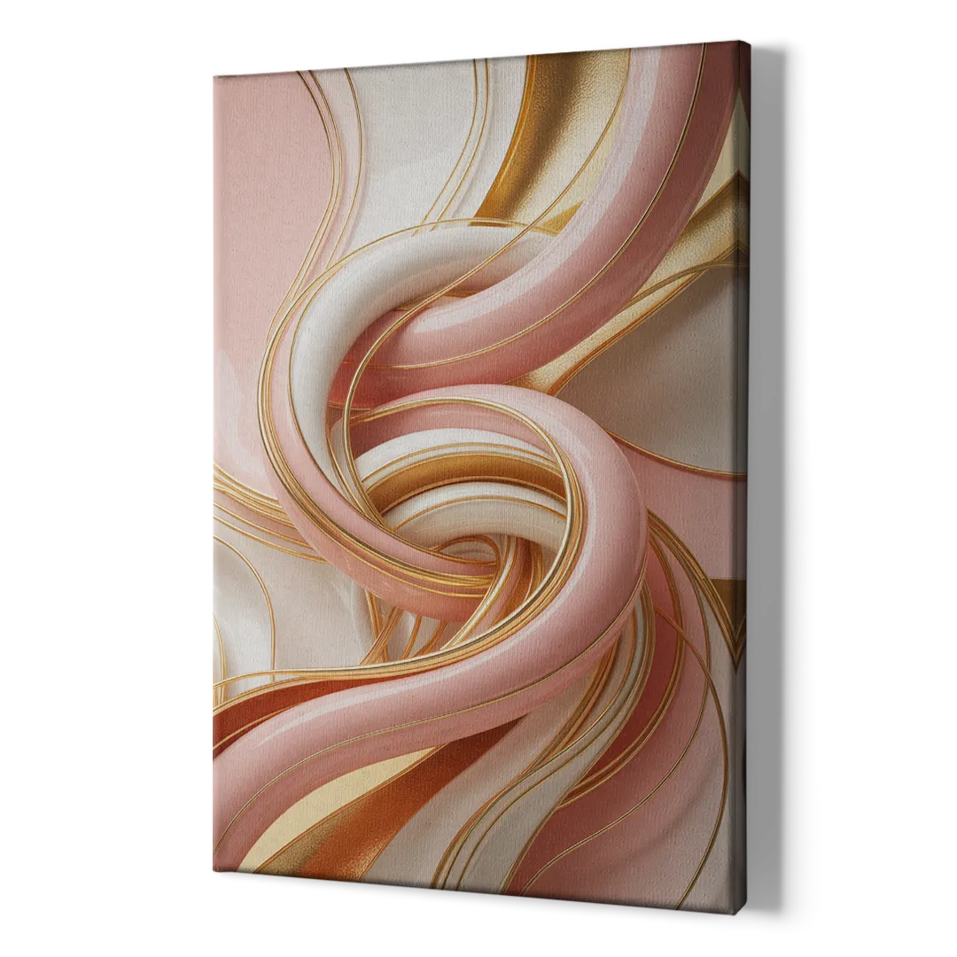 Opulent Fluidity in Pink and Gold Abstract - Canvas Print Art Sides