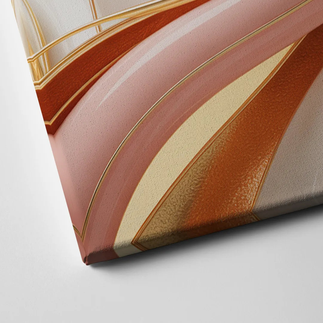 Opulent Fluidity in Pink and Gold Abstract Canvas Close Up