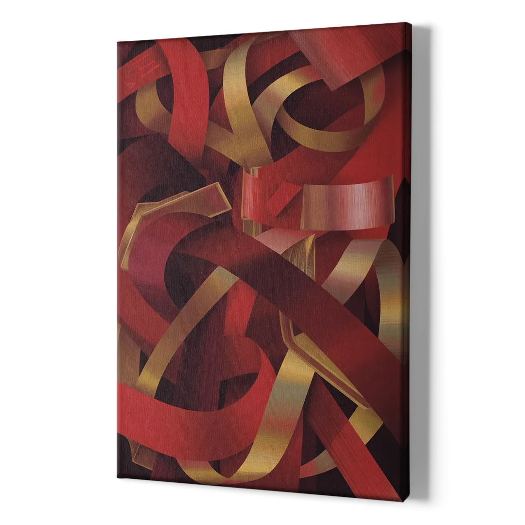 Opulent Fusion Red Abstract - Canvas Print Art Sides