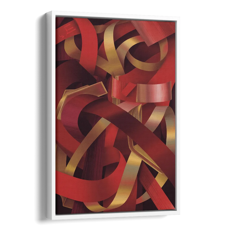 Opulent Fusion Red Abstract Side - White Canvas Wall Art