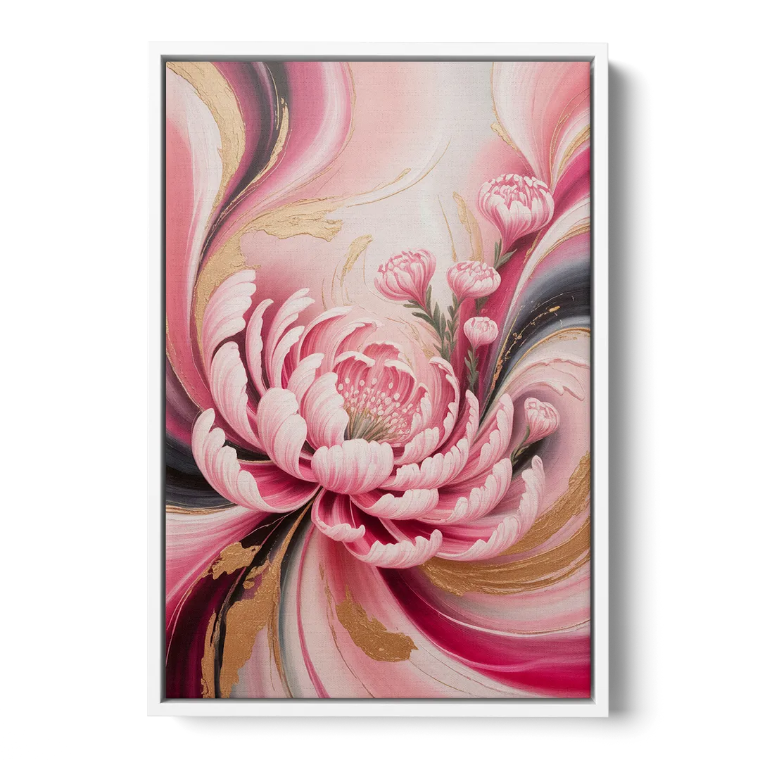 Opulent Garden Radiance Pink Abstract - White Frame Canvas